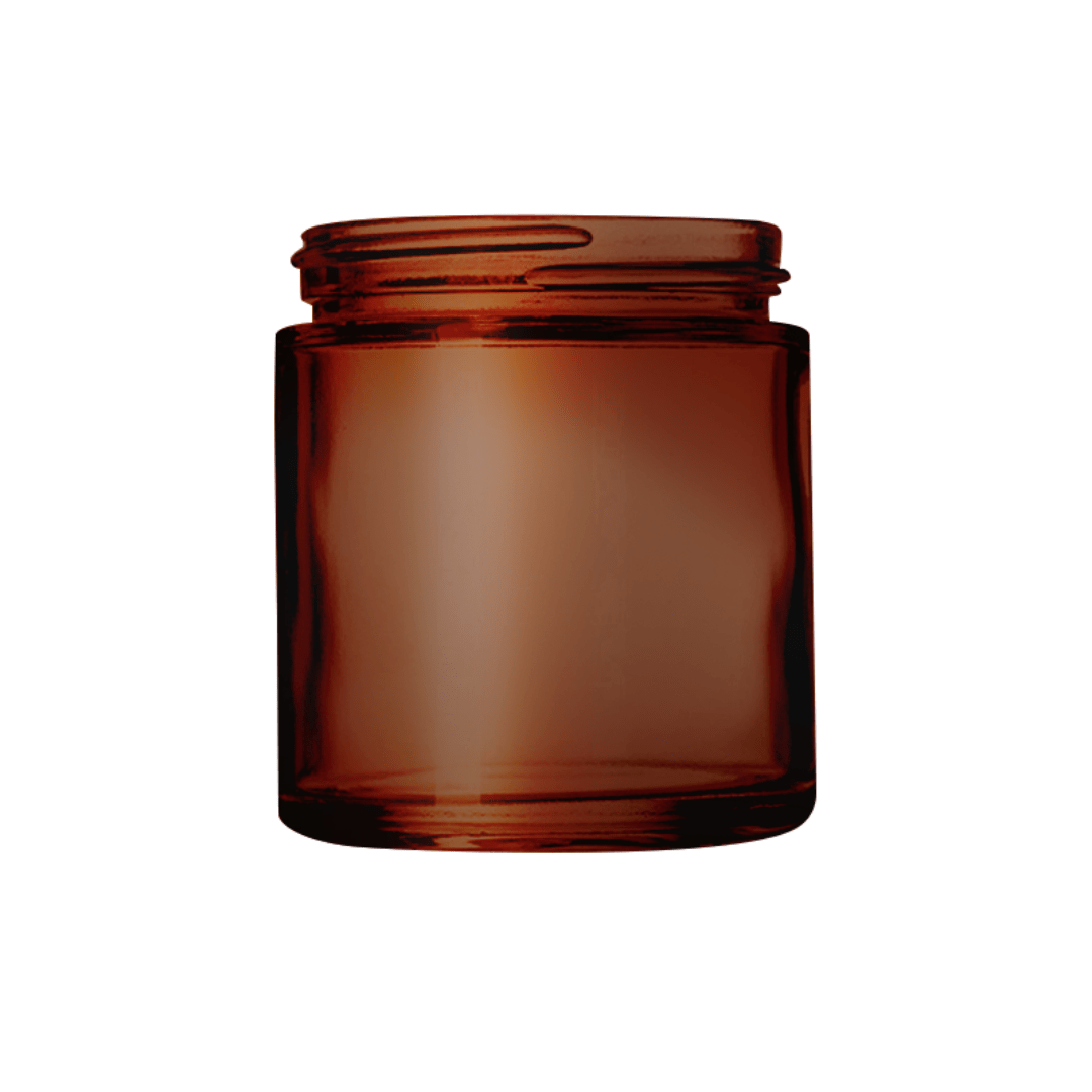 Amber glass jar sample for private label skincare or haircare, ideal for premium product packaging.