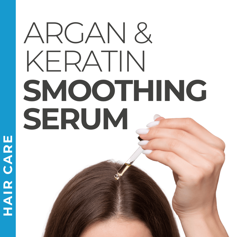 Pravada Private Label Argan & Keratin Smoothing Serum samples, smoothing serum with argan oil and keratin for frizz control.