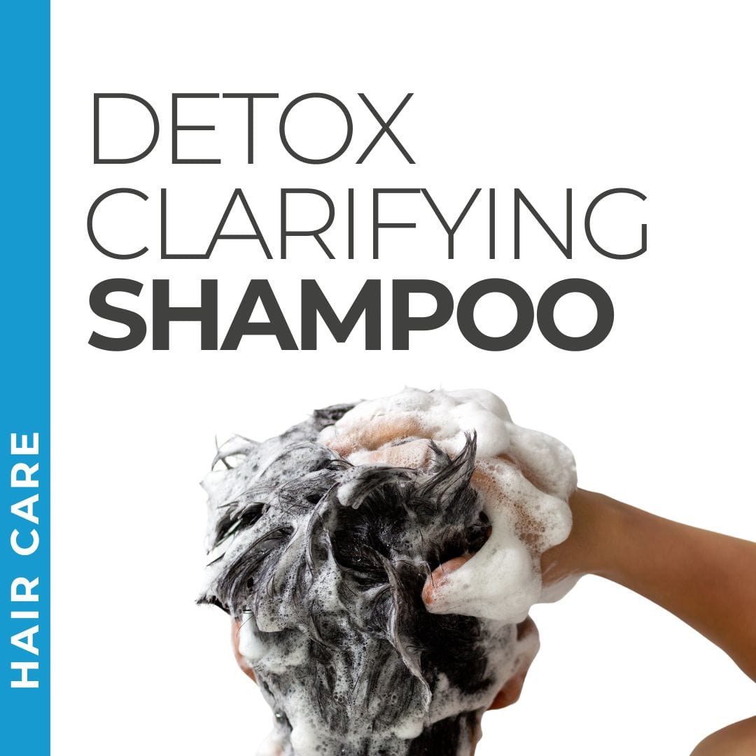 Pravada Private Label Detox Clarifying Shampoo samples, purifying shampoo for removing buildup and impurities.