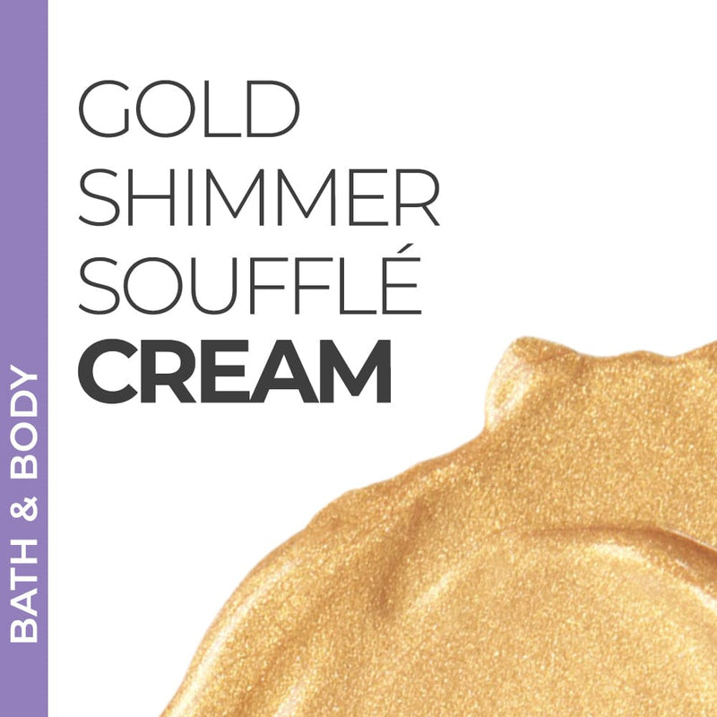 Pravada Private Label Gold Shimmer Souffle Cream samples, body cream with a luxurious gold shimmer for radiant skin.