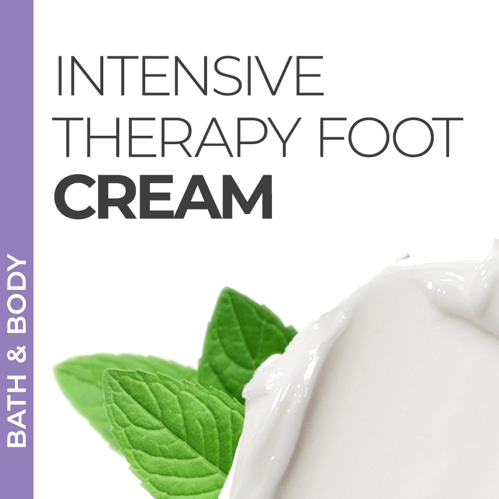 Pravada Private Label Intensive Therapy Foot Cream samples, moisturizing foot cream for intense hydration and repair.