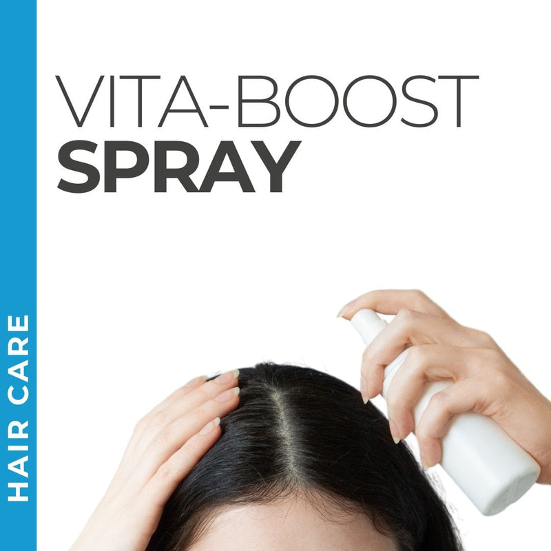 Pravada Private Label Vita-Boost Spray samples, vitamin-enriched spray for enhanced hair vitality and shine.